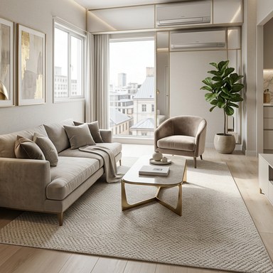 Hotel-style interior example: refined, calm palette with a polished, put-together feel