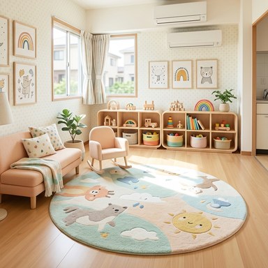 Kids interior style example: playful colors and a cheerful, family-friendly room