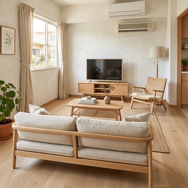 Natural interior style example: warm woods, plants, and organic materials